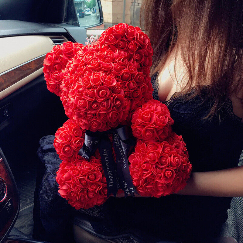 Forever Blooming Rose Teddy Bear Gift for Valentine's Day - 10"
