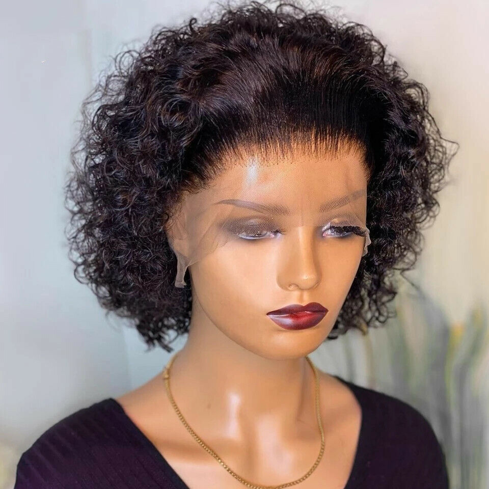 Chic Curly Pixie Bob Human Hair Lace Front Wig