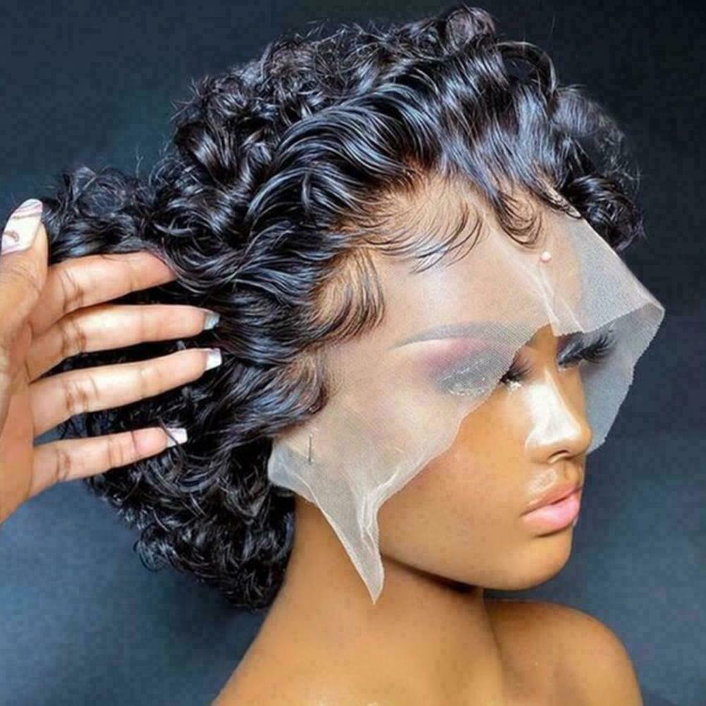 Chic Curly Pixie Bob Human Hair Lace Front Wig