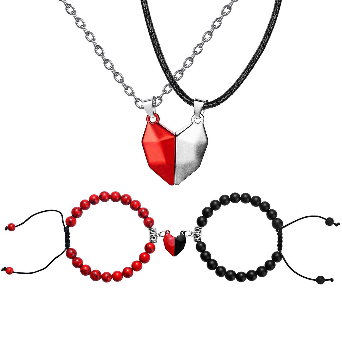 Magnetic Love Duo Necklace and Bracelet Set for Couples