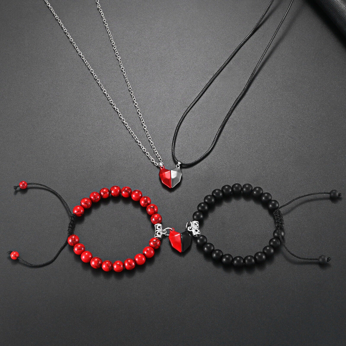 Magnetic Love Duo Necklace and Bracelet Set for Couples