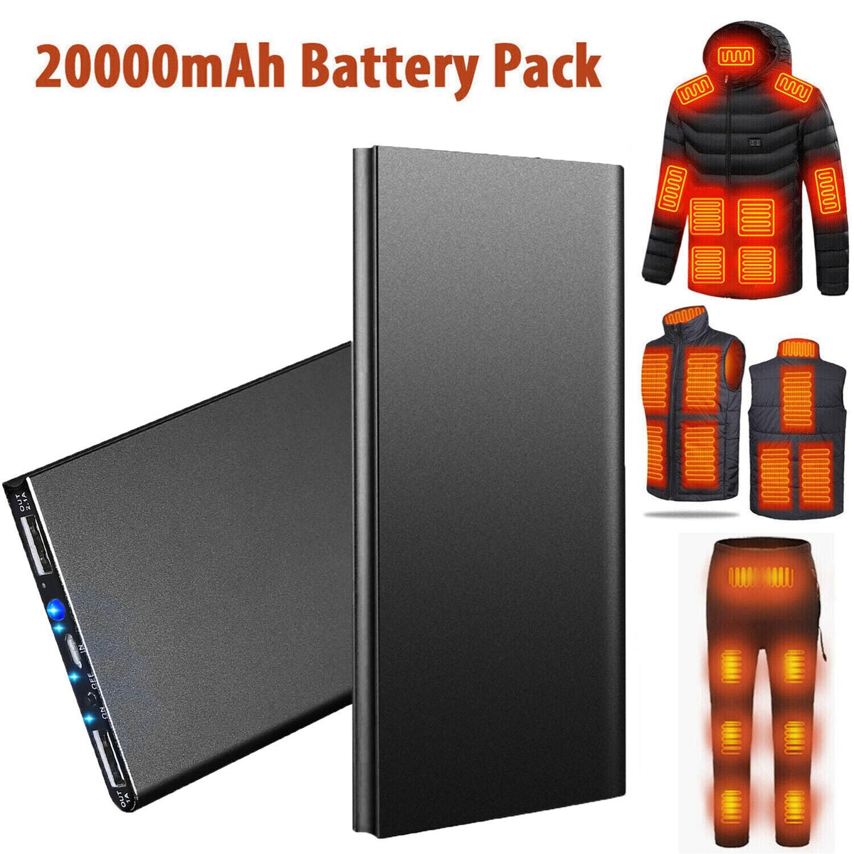 20,000mAh High-Capacity Power Bank for Heated Jackets