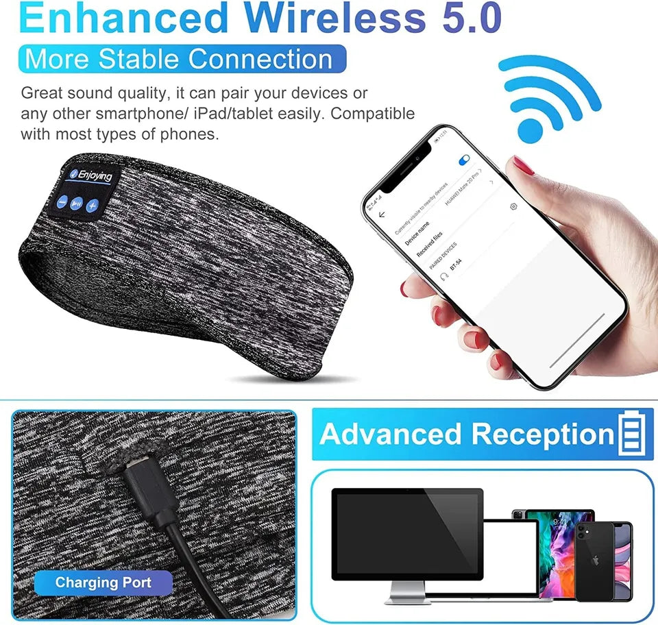 Dual-Function Bluetooth Sleep Headband for Rest and Activity