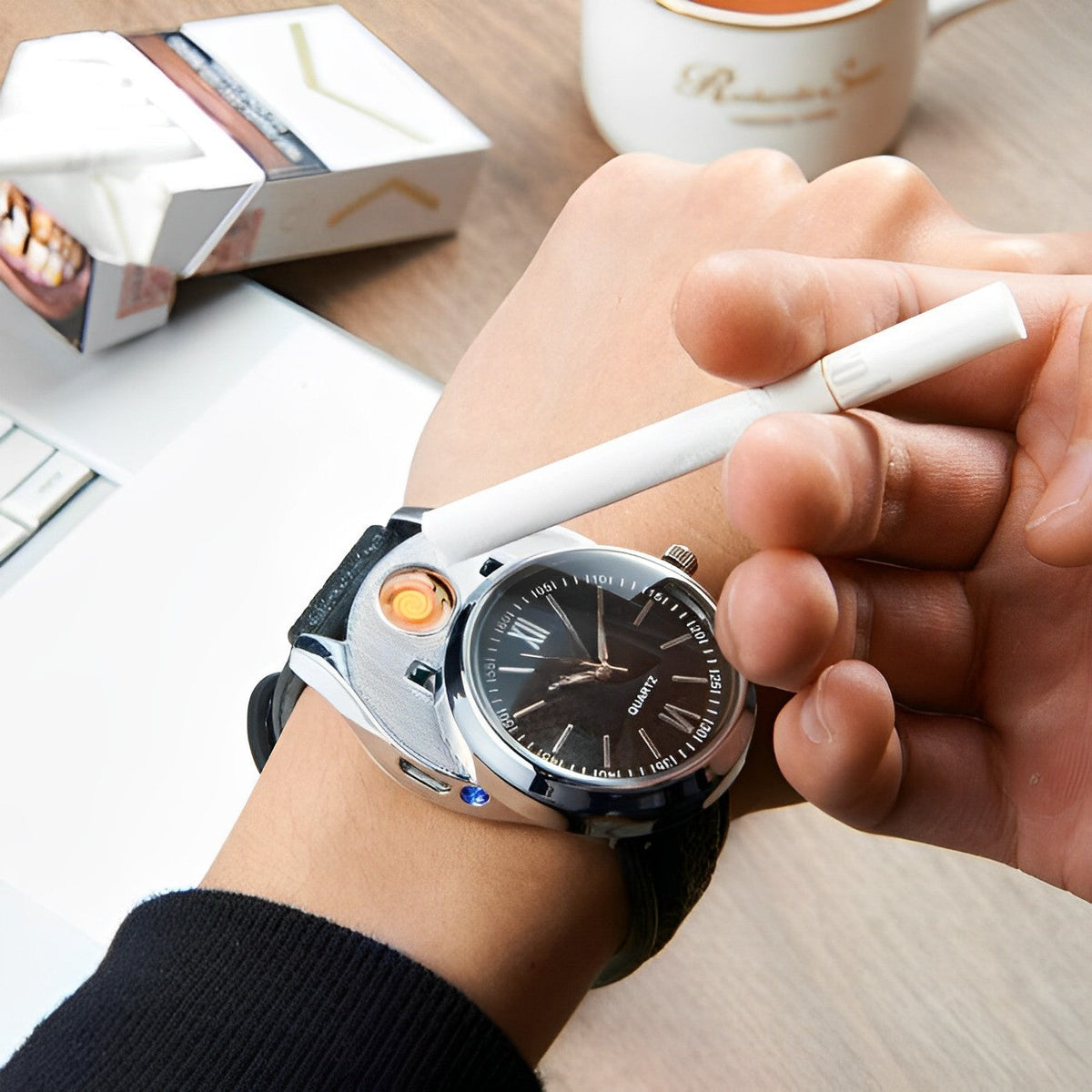 Stylish USB Rechargeable Lighter Watch for Everyday Use