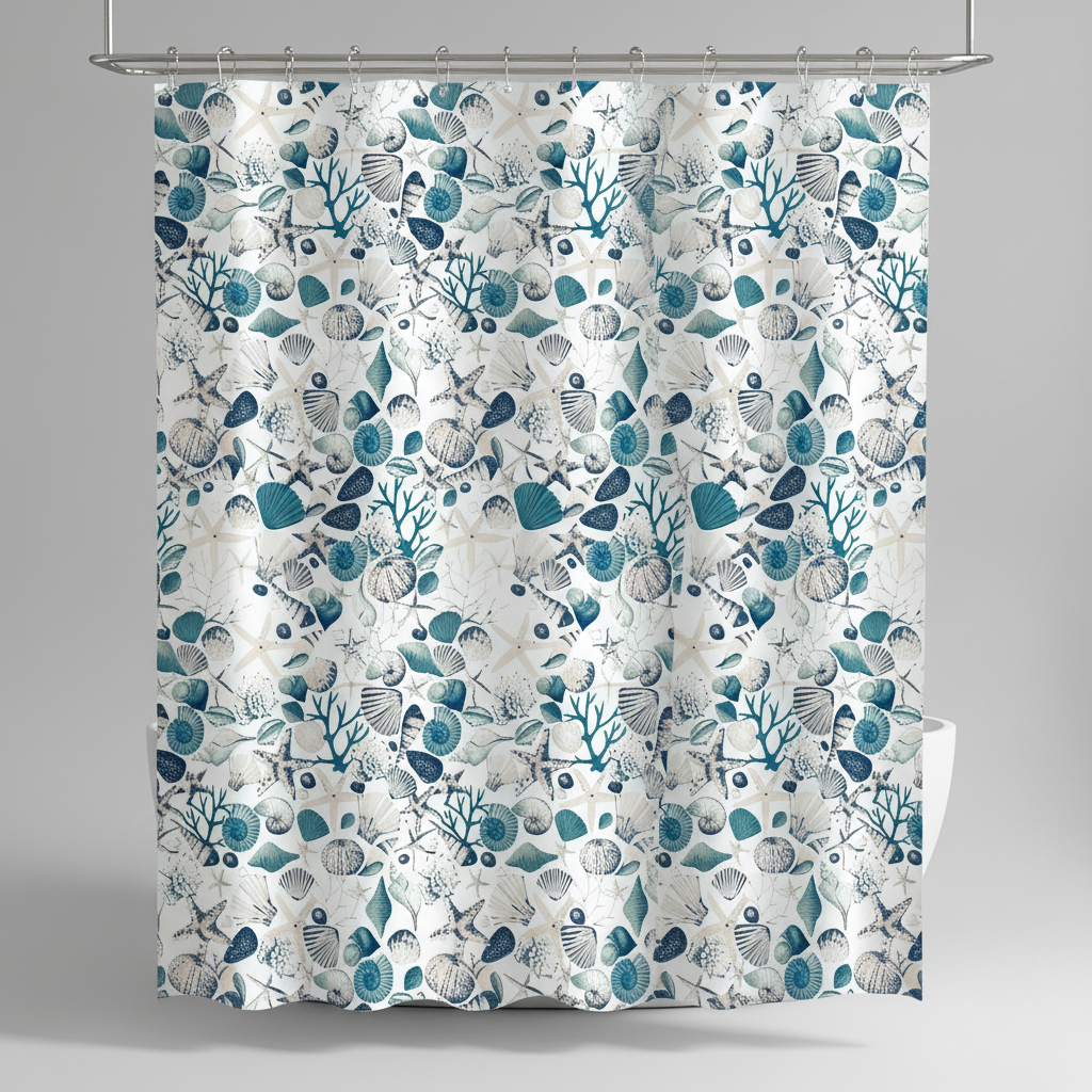 Waterproof Shower Curtain with Plastic Hooks - Splash Design