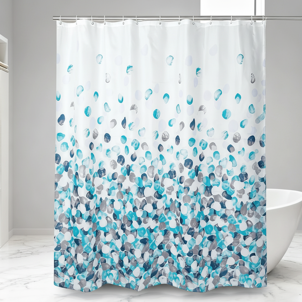 Waterproof Shower Curtain with Plastic Hooks - Splash Design