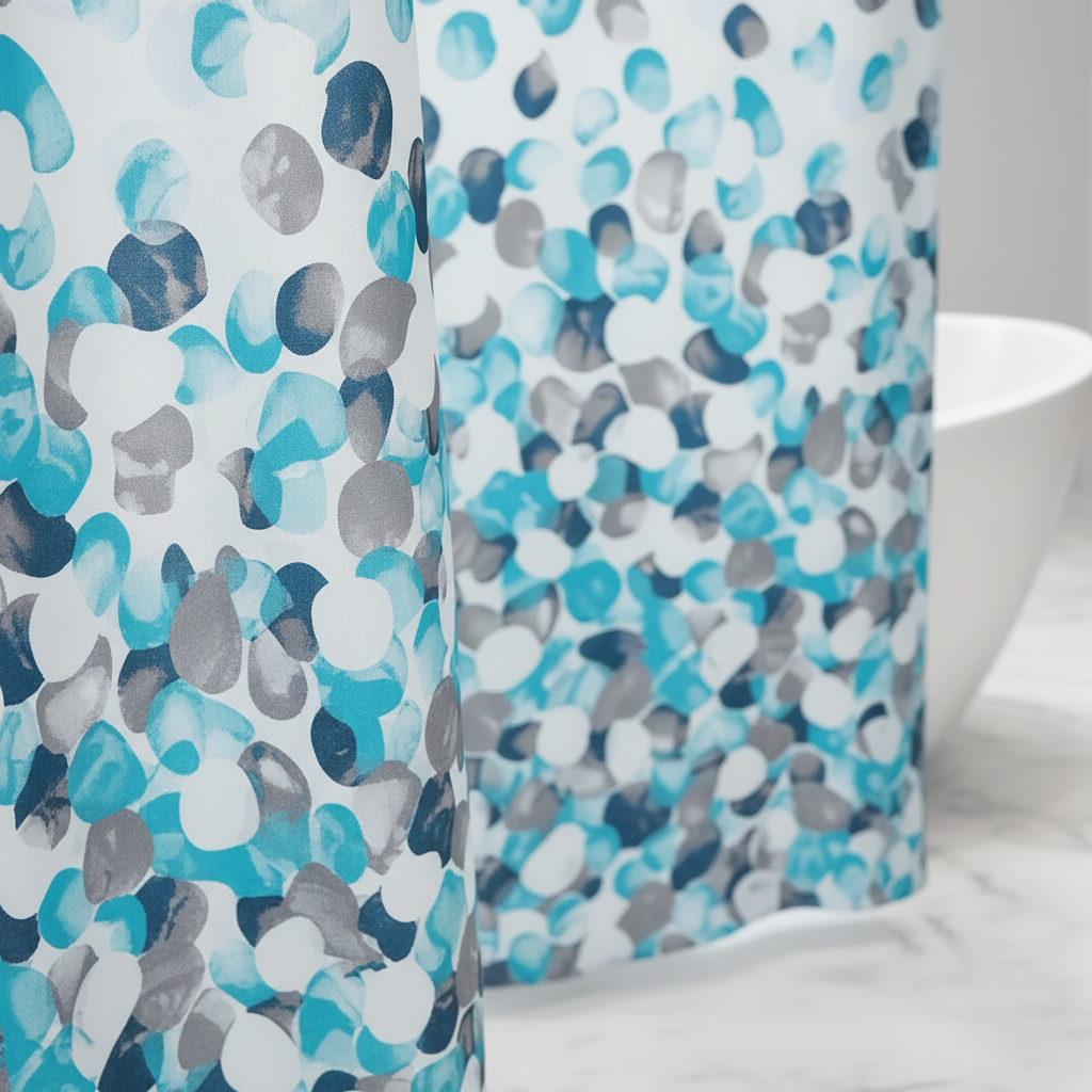 Waterproof Shower Curtain with Plastic Hooks - Splash Design