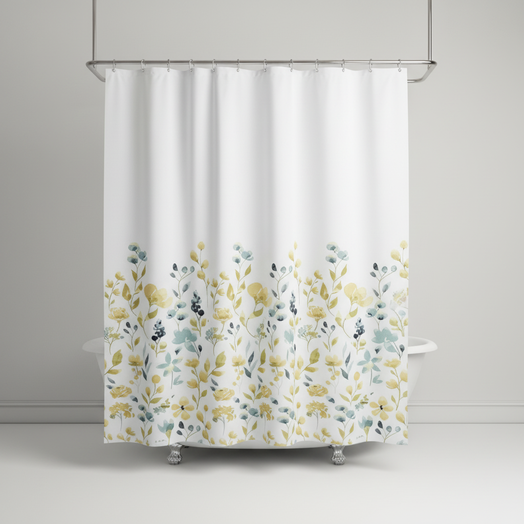 Waterproof Shower Curtain with Plastic Hooks - Splash Design