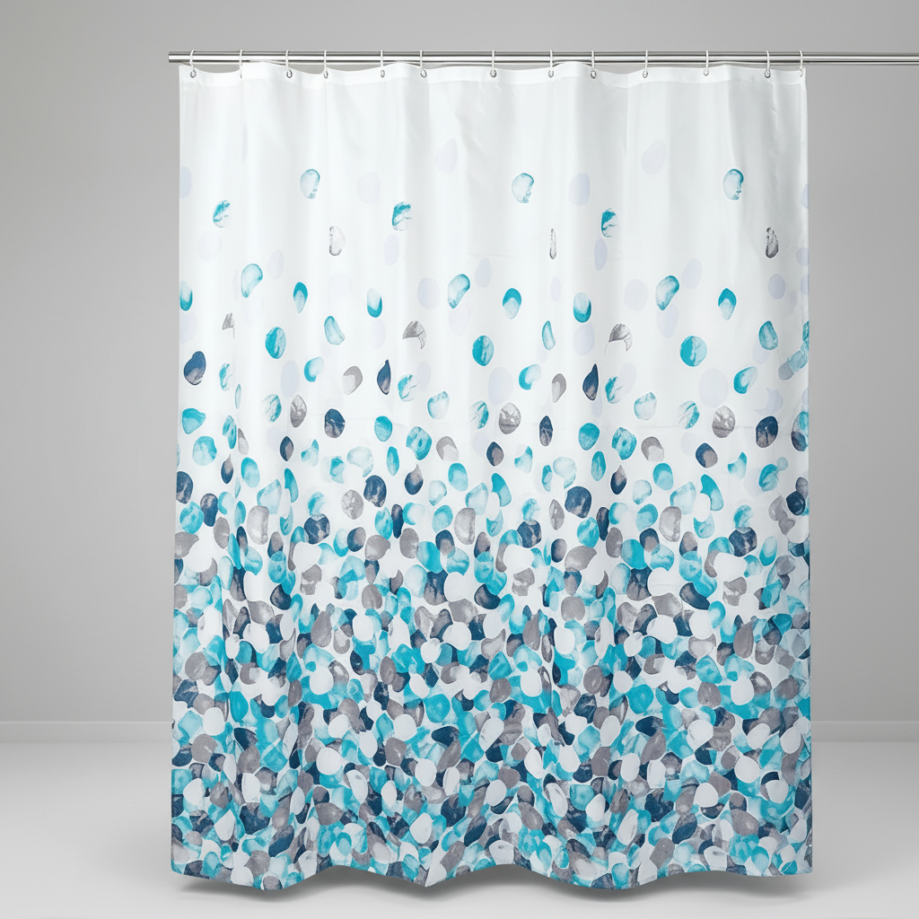 Waterproof Shower Curtain with Plastic Hooks - Splash Design