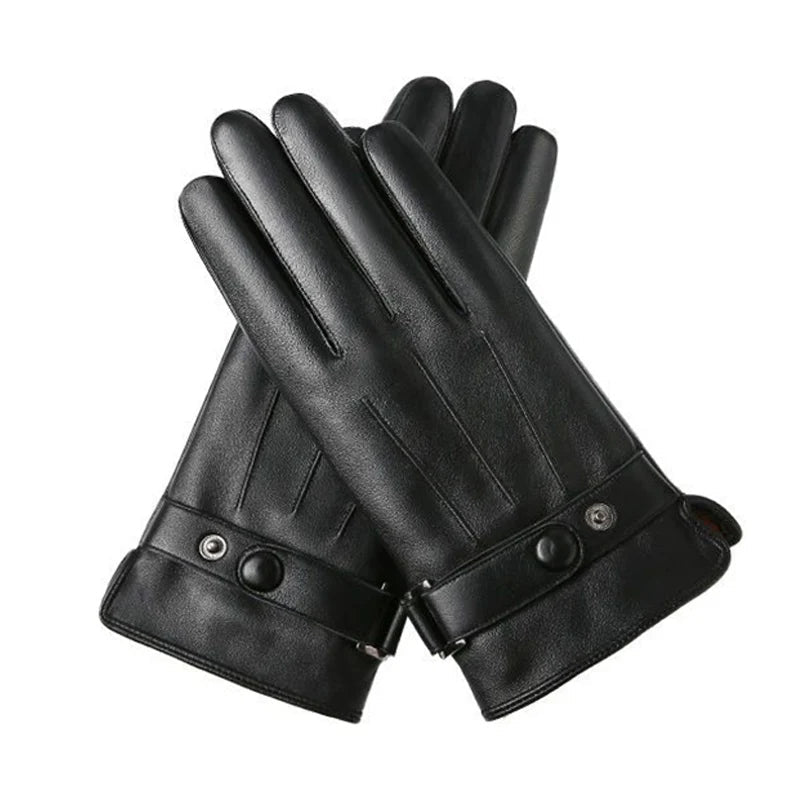 Winter-Ready Touchscreen Leather Gloves for Men