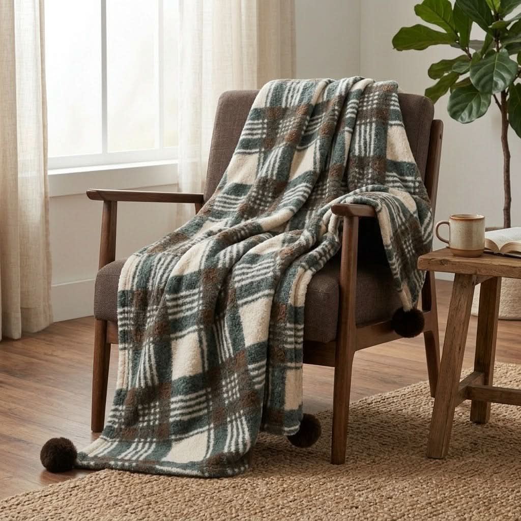 Arctic Charm – Stylish Plaid Throw for Cozy Spaces