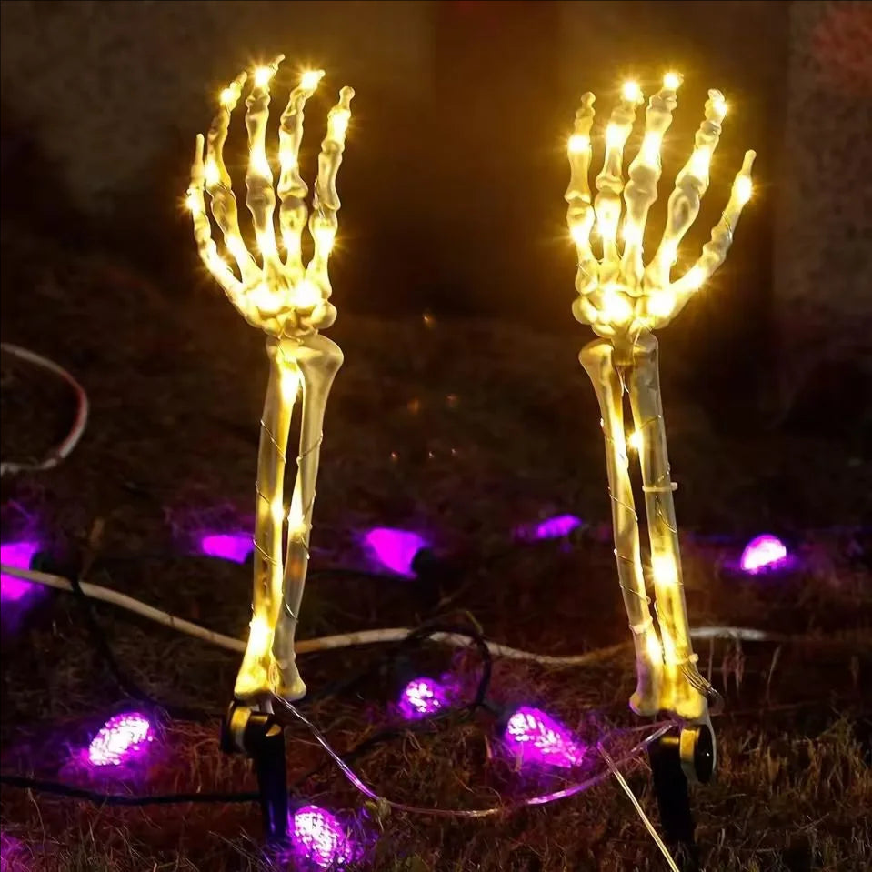 Eerie Solar-Activated Skeleton Hand Yard Lights
