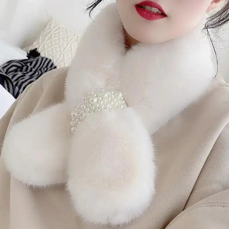 Chic Plush Pearl Winter Wrap Scarf