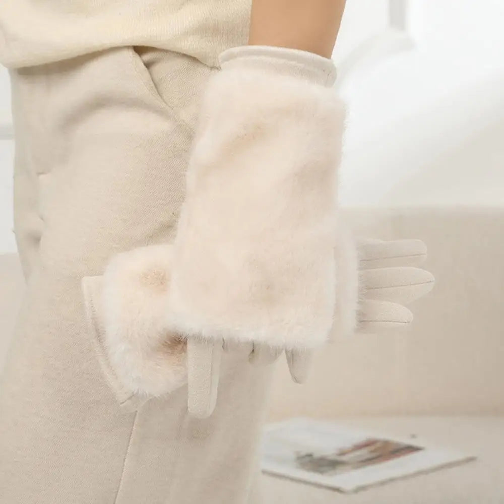 Chic Suede Winter Gloves with Touchscreen Capability