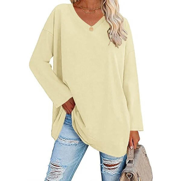 Chic V-Neck Cotton Blend Top for Effortless Style