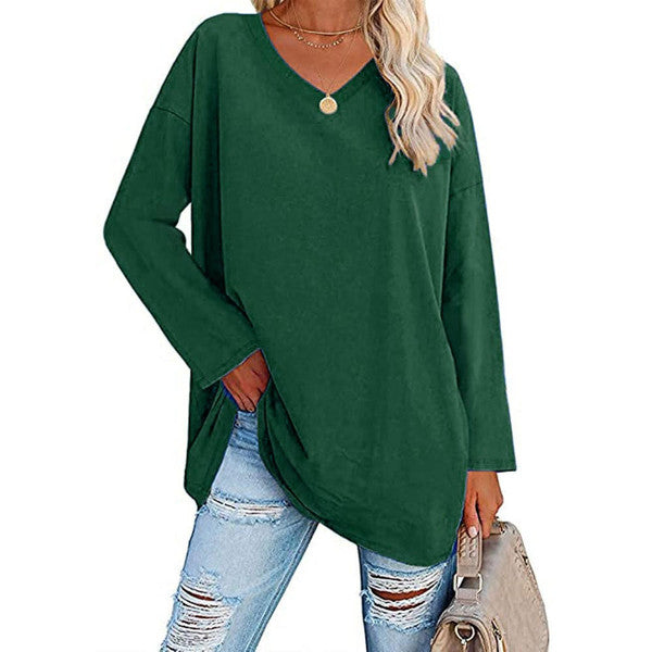 Chic V-Neck Cotton Blend Top for Effortless Style