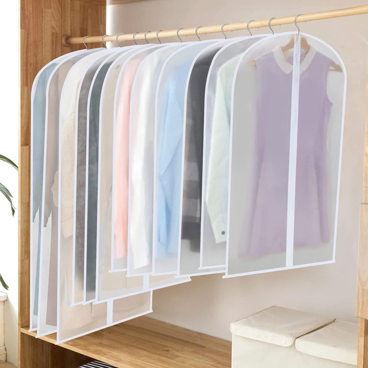 Set of 12 Hanging Garment Covers in 3 Sizes – PEVA Storage Bags