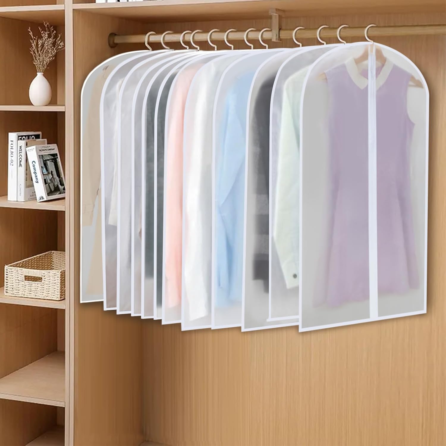 Set of 12 Hanging Garment Covers in 3 Sizes – PEVA Storage Bags