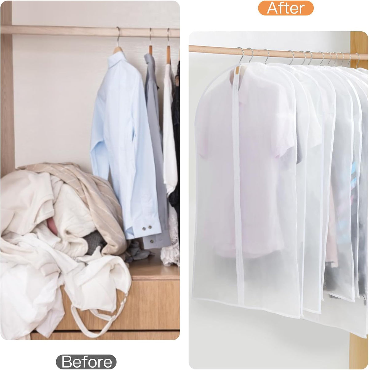 Set of 12 Hanging Garment Covers in 3 Sizes – PEVA Storage Bags