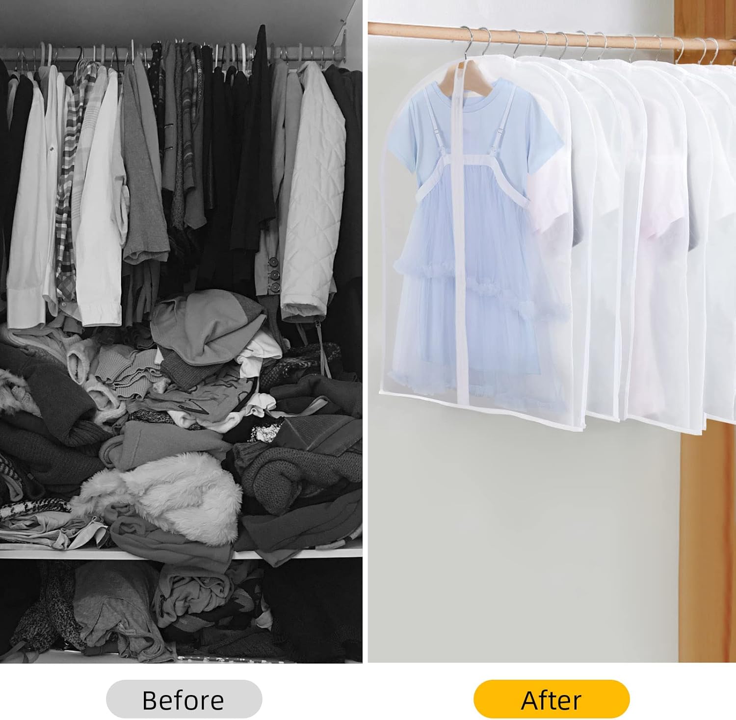 Set of 12 Hanging Garment Covers in 3 Sizes – PEVA Storage Bags