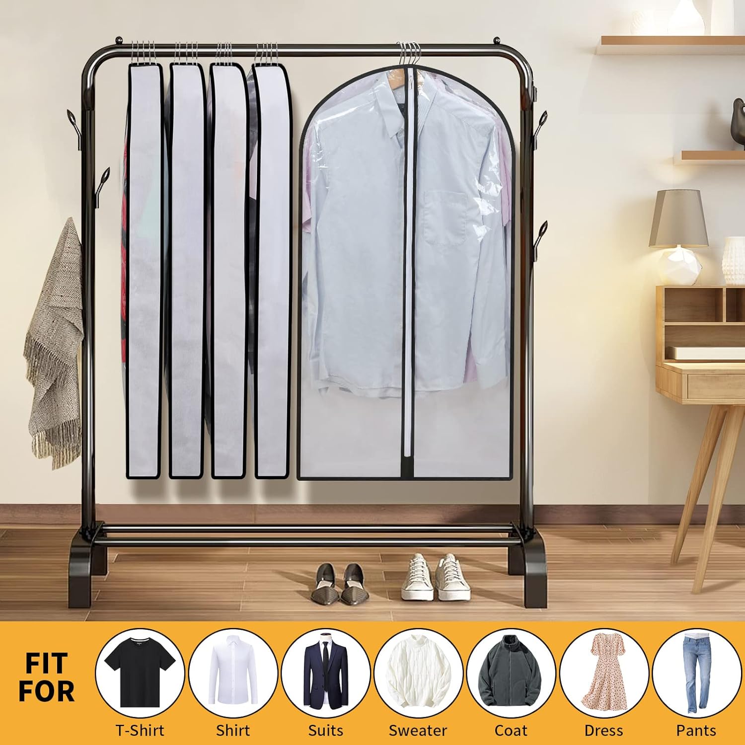 Set of 12 Hanging Garment Covers in 3 Sizes – PEVA Storage Bags