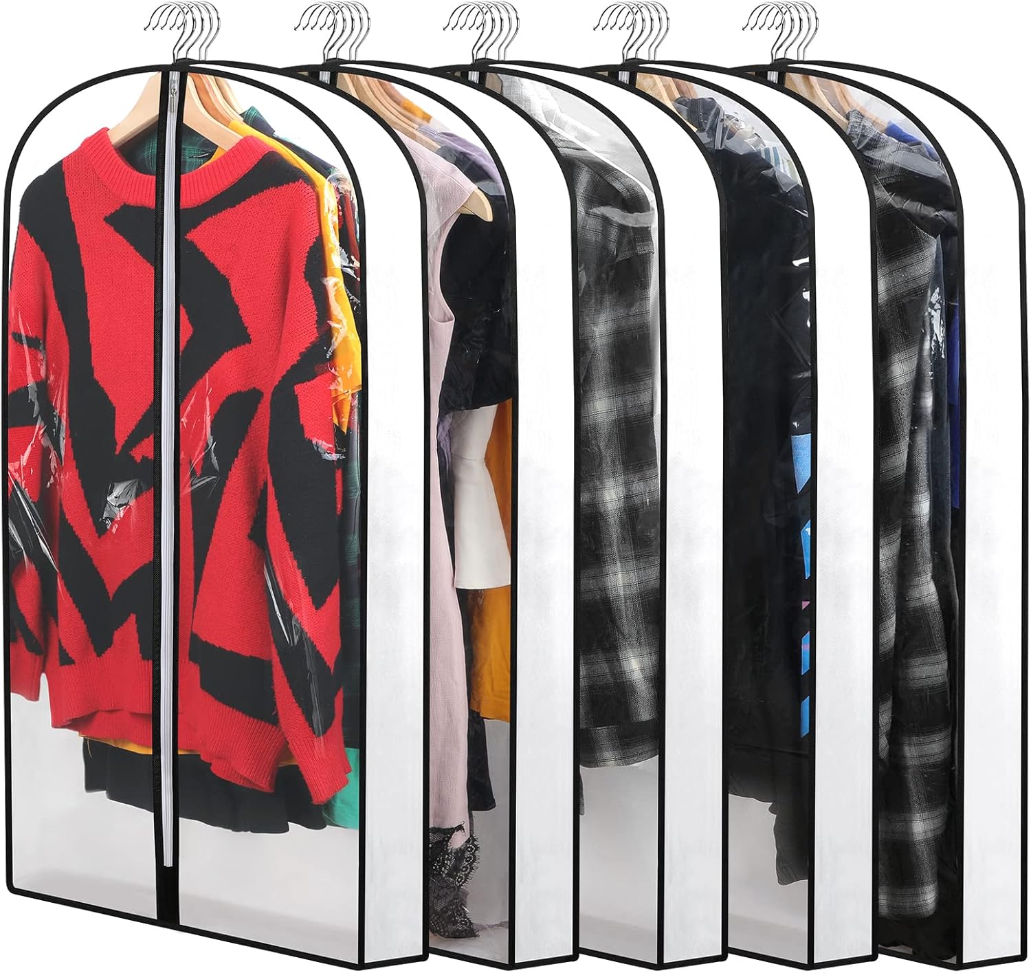Set of 12 Hanging Garment Covers in 3 Sizes – PEVA Storage Bags